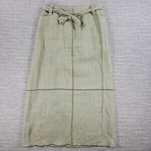 Harve Benard Linen Skirt Womens 6 Tan Lightweight Tie Waist Lagenlook Minimalist